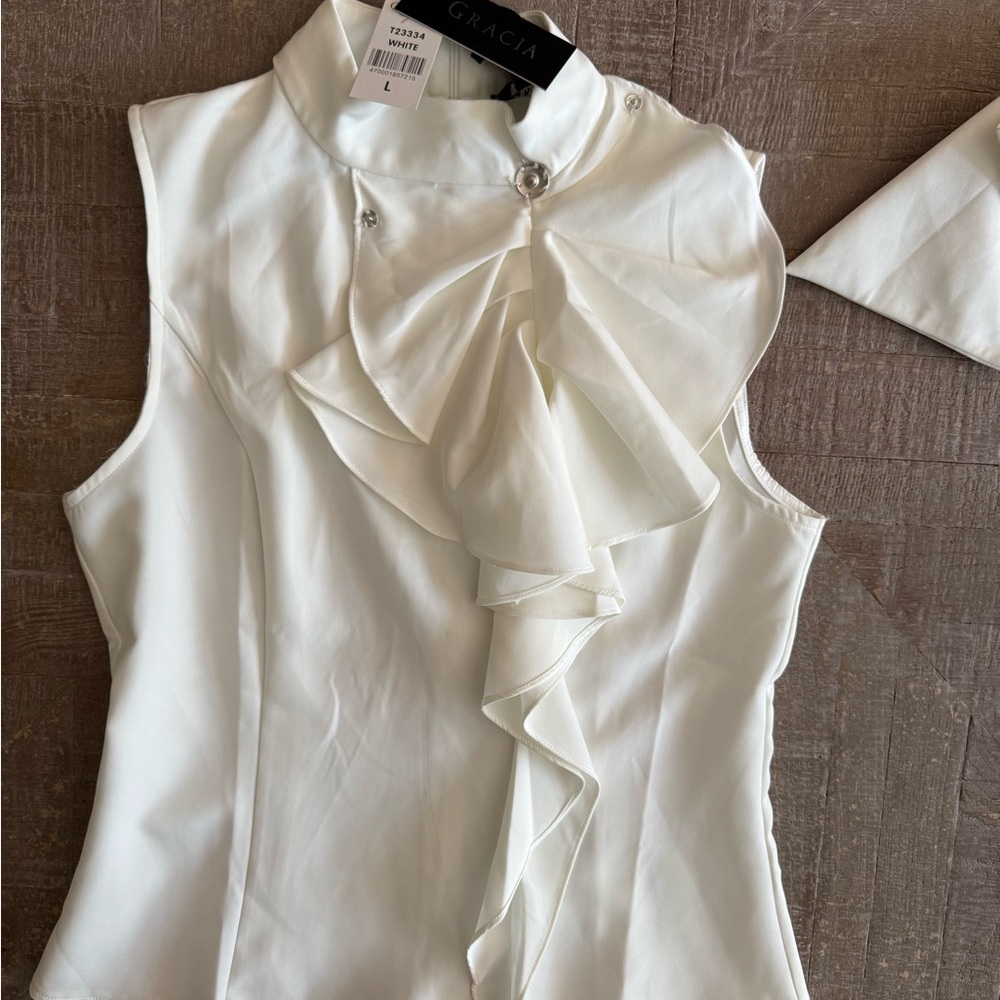 NWT GRACIA + WHITE + SLEEVLESS + BOW - Picture 7 of 10